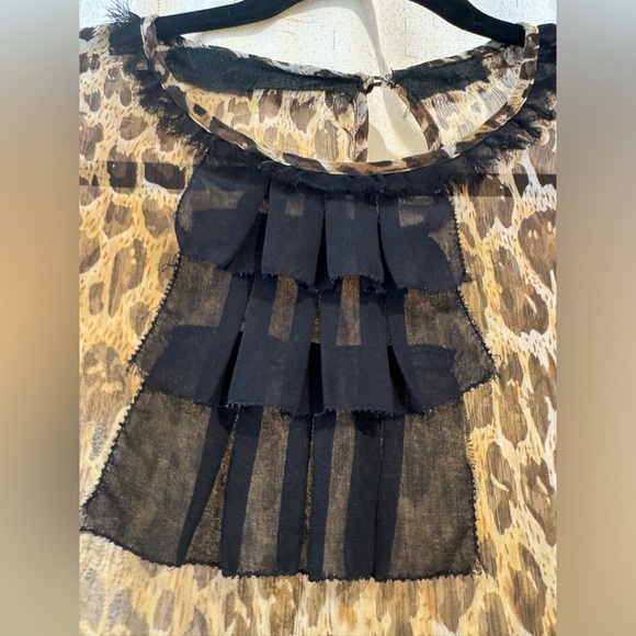 Sheer Leopard print blouse. Size small. Preowned - Picture 2 of 5